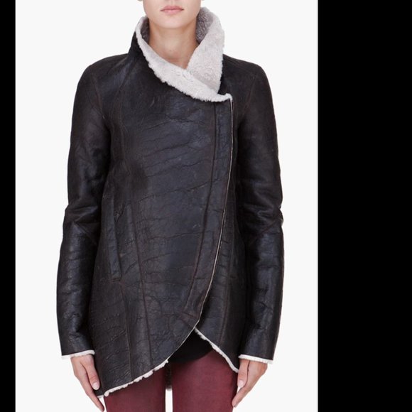 Helmut Lang Weathered Shearling Leather Jacket